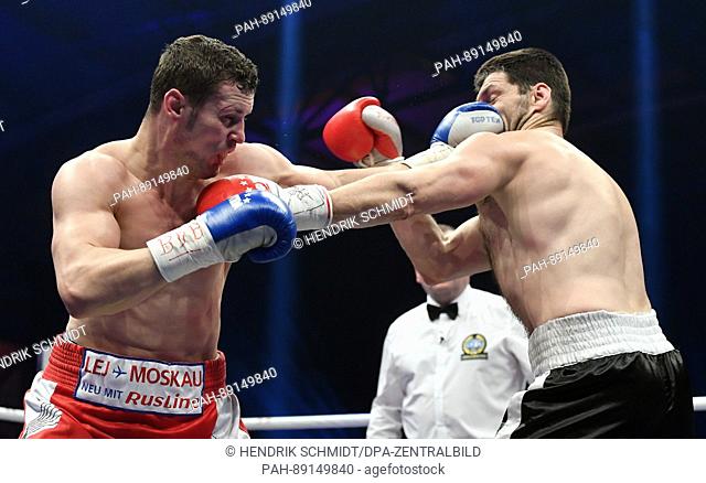 Robert Stieglitz from Germany (l) in action against Nikola Sjekloca from Montenegro to defend his European Championship title with an undecided match at the...