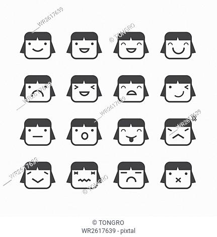 Various face emotions of woman