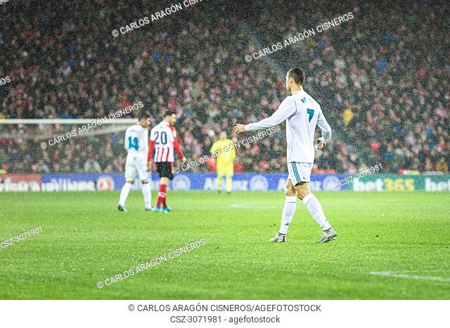 Cristiano Ronaldo, CR7, Real Madrid player in action during a Spanish League match between Athletic Club Bilbao and Real Madrid