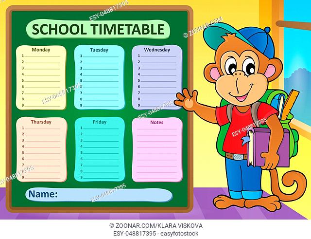 Weekly school timetable subject 9 - picture illustration