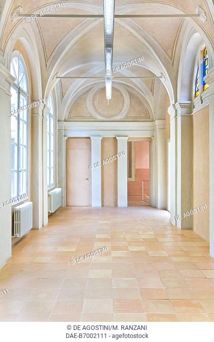 Hall in the Ilaria Alpi-Guanda International Library (first floor of the former Convent of St Paul), Parma, Emilia-Romagna, Italy