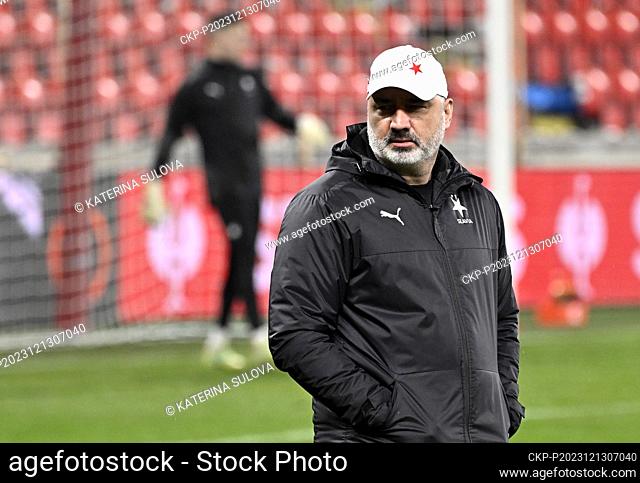 Head Coach Jindrich Trpisovsky attends the training session of SK Slavia Praha prior to the UEFA Europa League, 6th round, Group G