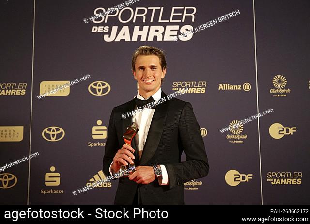 Alexander ZVEREV (tennis professional) - Sportsman of the year with trophy. Proclamation athlete of the year 2021, Kurhaus Baden-Baden on December 19, 2021