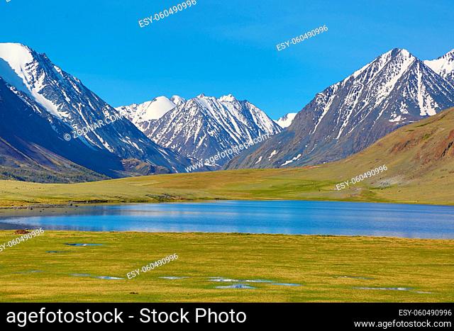 mountain landscape with lake in Altay, Russia