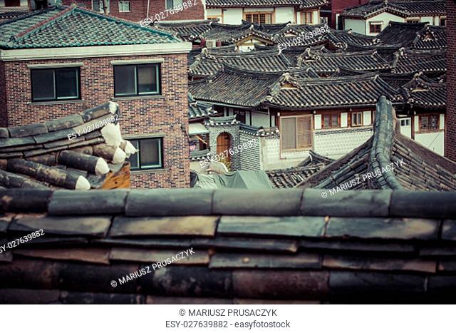 Bukchon Hanok Village is one of the famous place for Korean traditional houses in Seoul, South Korea