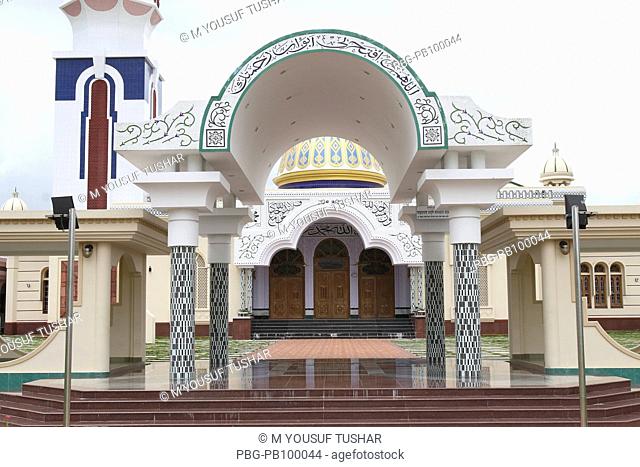 The interior of Baitul Aman Jame Mosque, an example of modern Muslim architecture, about 25 kilometer away from Barishal city It was built in 2004 Barishal