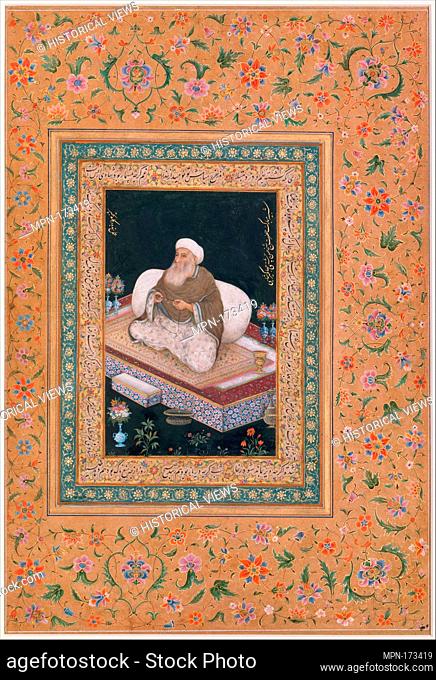 Portrait of Shaikh Hasan Chishti, Folio from the Shah Jahan Album. Object Name: Album leaf; Date: recto and verso: early 19th century; Geography: Attributed to...