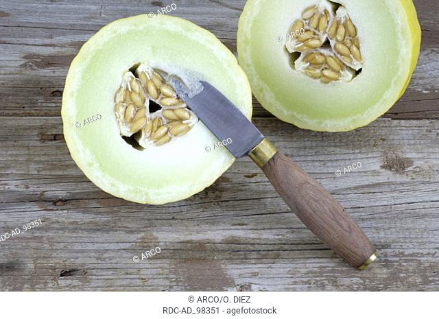 Knife and Sugar Melon Cucumis melo Honeydew Melon