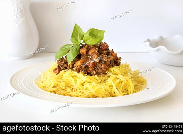 Spaghetti squash with bolognese sauce