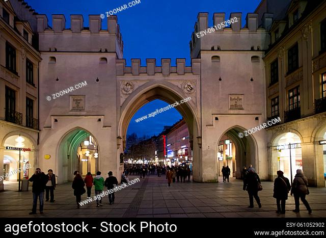 Karlstor, ancient Gate in the center of Munich, Bavaria, Germany