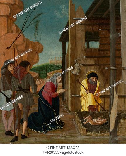 The Adoration of the Shepherds. Butinone, Bernardino (active 1450-1510). Tempera on panel. Renaissance. ca 1485. Italy. National Gallery, London