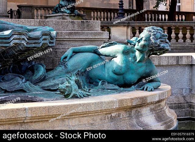 BRISTOL, UK - MAY 13 : Close up of the fountain outside the Victoria Rooms University building in Bristol on May 13, 2019