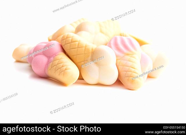 Jelly candy shape ice cream. Gummy bonbons isolated on white background