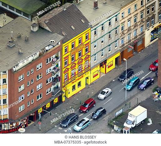 Bandidos Place, Duisburg red-light district, biker club house, Old Town Duisburg, aerial view of Duisburg, Ruhr area