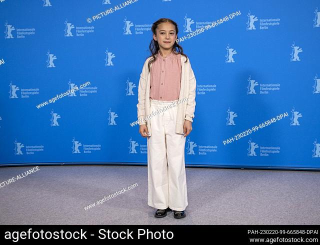 20 February 2023, Berlin: Naima Senties, actress, smiles at the photocall of the film ""Totem"" at the Grand Hyatt. The film is screening in the Berlinale...