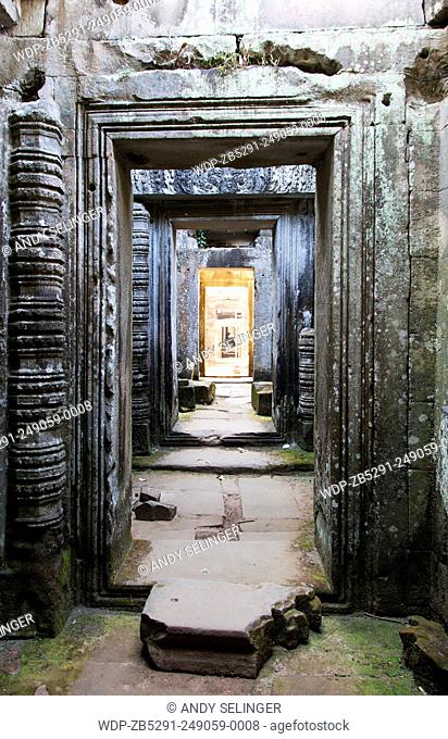 Endless Hallway in Preah Khan Temple, Angkor, Cambodia