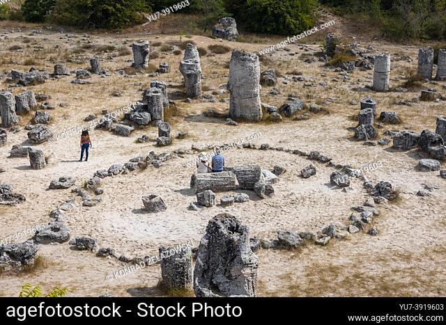 Stone circle, central point of Pobiti Kamani rock formations area called Stone Desert in Bulgaria