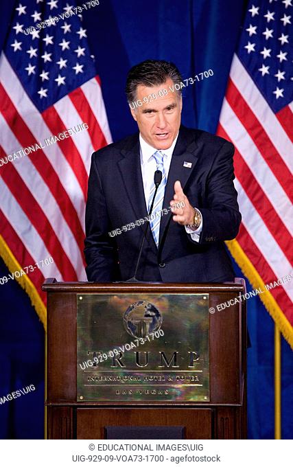 Governor Mitt Romney Speaks at 2012 Presidential Campaign, Las Vegas, Nevada