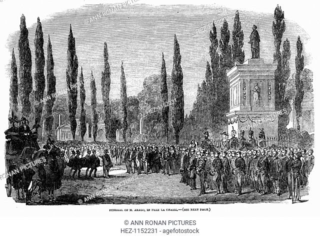 Funeral of Francois Arago, French astronomer, physicist and politician, Paris, 5 October 1853. Dominique Francois Jean Arago (1786-1853) made important...