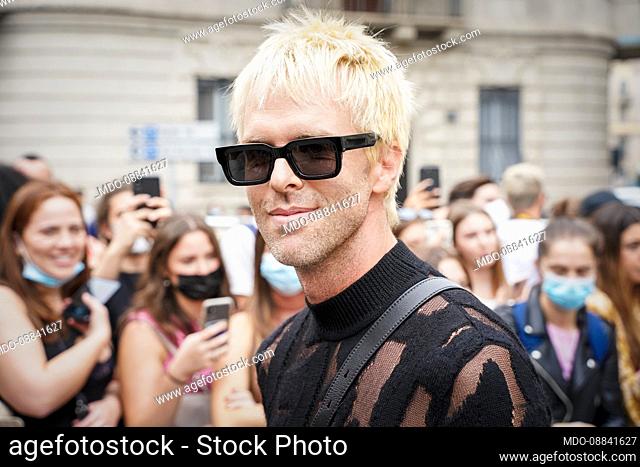 Influencer Chris Burt-Allan guest at the Salvatore Ferragamo fashion show on the fourth day of Milan Fashion Week Women's collection Spring Summer 2022