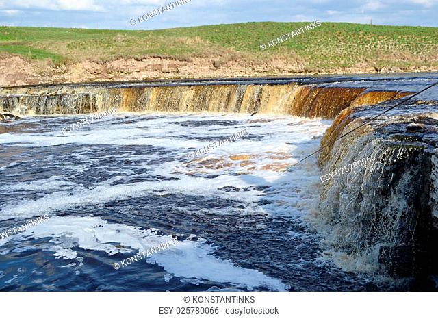 Small waterfall on Tosna River, Leningrad Region, Russia