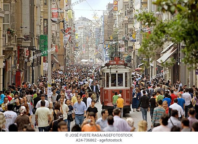 Istiklal Caddesi avenue in Beyoglu district, Istanbul, Turkey