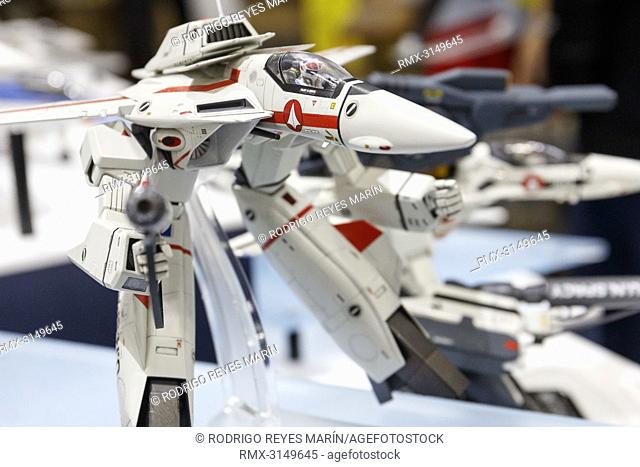September 29, 2018, Tokyo, Japan - A plastic model of Bandai Macross Battroid VF-1J Valkyrie on display during the 58th All Japan Model and Hobby Show in Tokyo...