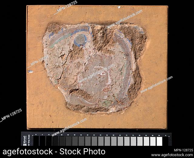 Head of a Buddhist Image. Period: Kizil kingdom; Date: ca. 6th-7th century; Culture: China (Xinjiang Uyghur Autonomous Region); Medium: Pigments on mud plaster;...
