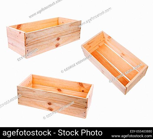 empty wooden box over white
