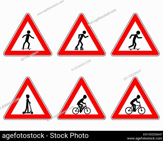 Verkehrsschild für verschiedene Sportarten - Traffic warning sign for various sports