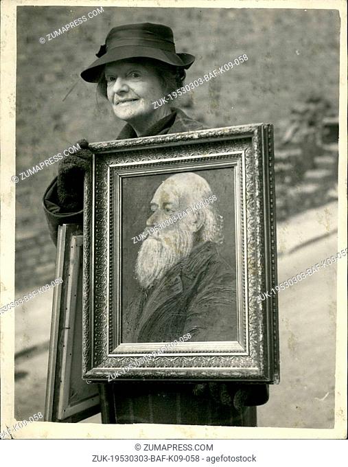 Mar. 03, 1953 - Sending in Day for Oil Paintings at the Royal Academy.. Exhibitor from Australia.. Keystone Photo Shows: Miss Nerobi Whittle who comes from...