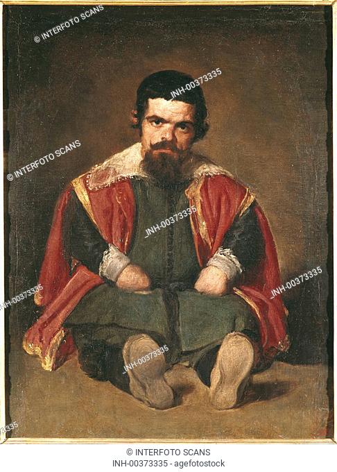 Ü Kunst, Velasquez, Diego Rodriguez de Silva y 6.6.1599 - 6.8.1660, Gemälde El Bufon Don Sebastian de Morra, Prado Madrid barock bildnis eines zwergs zwerg...