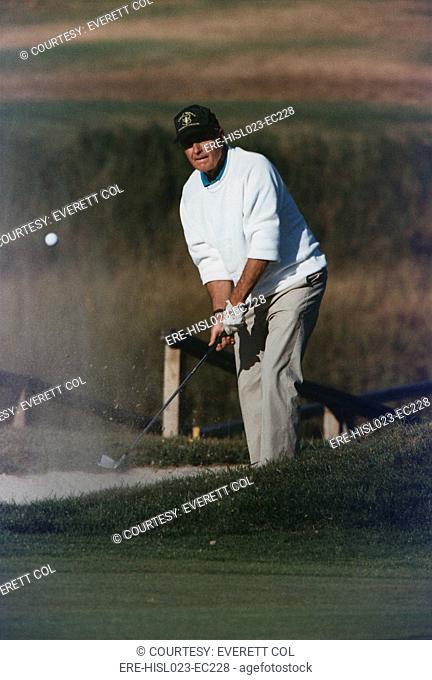 President George Bush plays golf at Kennebunkport Maine. Sept. 3 1989. BSLOC-2011-3-69