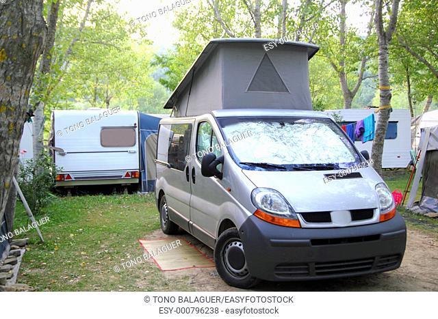 camper camping tent park outdoors van nature trees