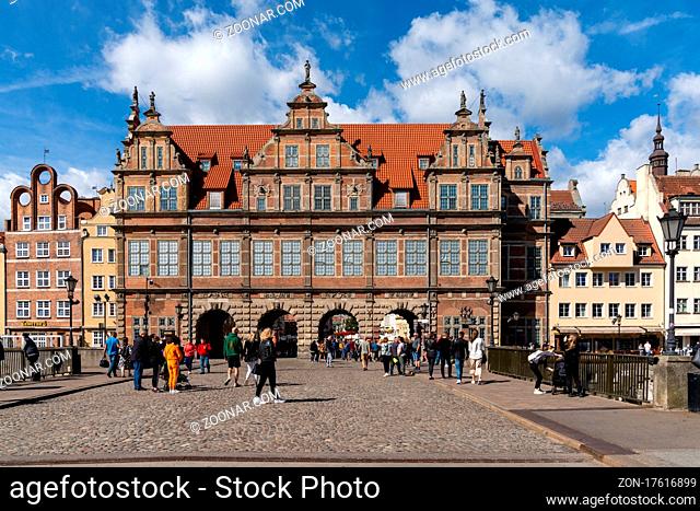 Danzig, Poland - 2 September, 2021: view of the historic Green Gate in the old city center of Danzig