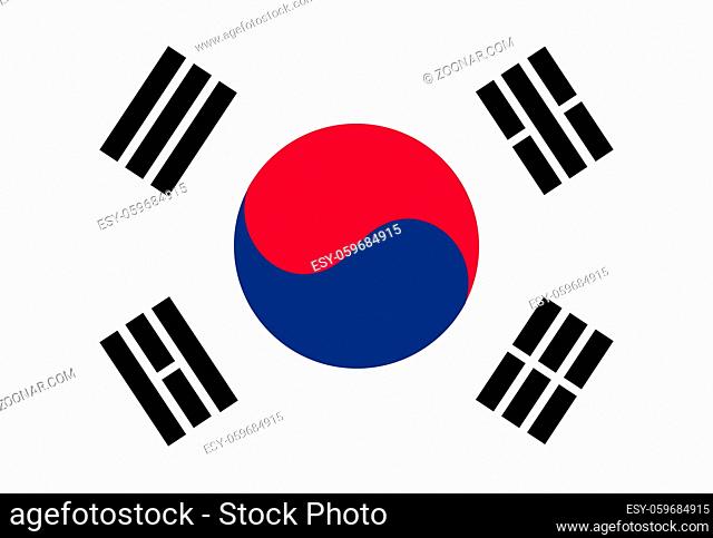 Fahne von Südkorea - Colored flag of South Korea