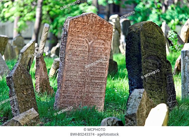 gravestones at Jewish cemetery, Czech Republic, Prague