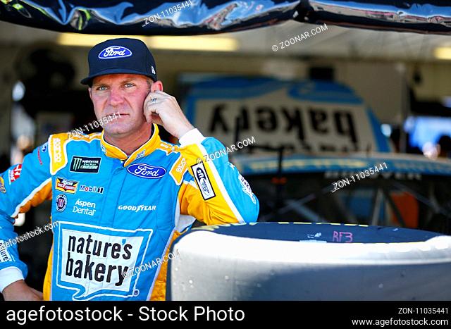 July 29, 2017 - Long Pond, Pennsylvania, USA: Clint Bowyer (14) hangs out in the garage during practice for the Overton's 400 at Pocono Raceway in Long Pond