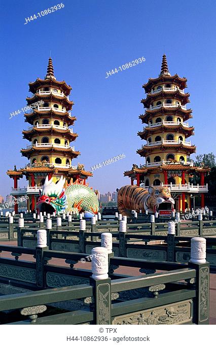 Taiwan, Kaohsiung, Lotus Lake, Dragon, Tiger Pagodas, Asia, China, Formosa, Lotus Pond, Lake, Lakes, Dragon Pagoda, Tiger Pagoda, Pagoda, Pagodas