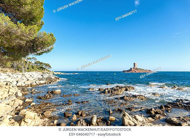 Ile d'Or island at Cape Dramont, Saint-Raphael, Var, Provence-Alpes-Cote d`Azur, France, Europe