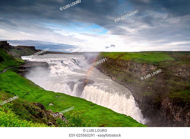 Beautiful and powerful Gullfoss waterfalls in Iceland