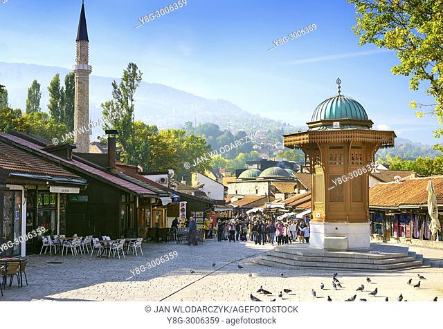 Sarajevo Old Town - water fountain, Bascarsija district, Bosnia and Herzegovina
