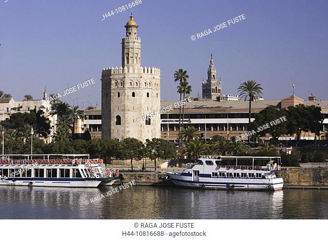 Spain, Europe, Andalusia, Seville, Torre del Oro, tower