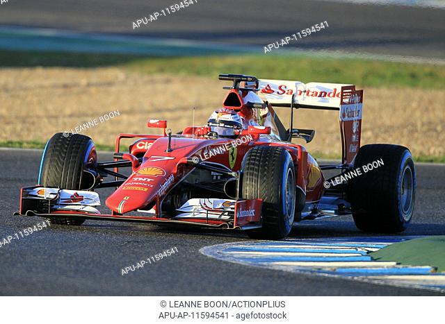2015 Formula 1 Winter Testing Day 4 Jerez Feb 4th. Scuderia Ferrari driver Kimi Raikkonen takes to the Jerez circuit on day 4 of the test