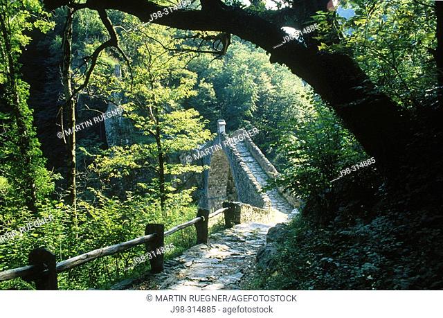 Old Roman stone bridge near Corcapolo, Ticino, Switzerland
