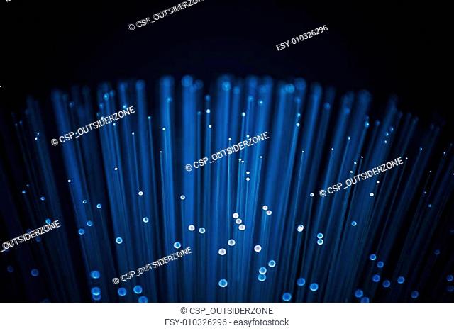 Fiber optics close-up, modern computer communication technology