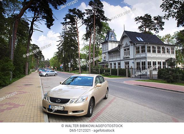 Latvia, Jurmala, Majori Village, new dacha beach house and Lexus automobile