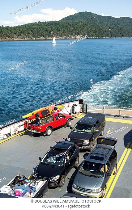 BC Ferries ferry leaving Saturna Island, Gulf Islands, British Columbia, Canada