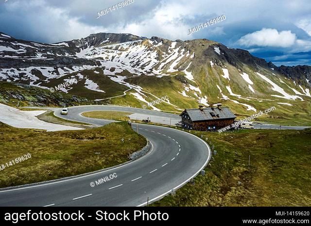 serpentine road over mountain pass - grossglockner, austria