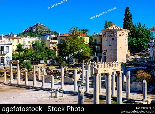 Roman Agora, ancient ruins built in Roman period in Athens, Greece